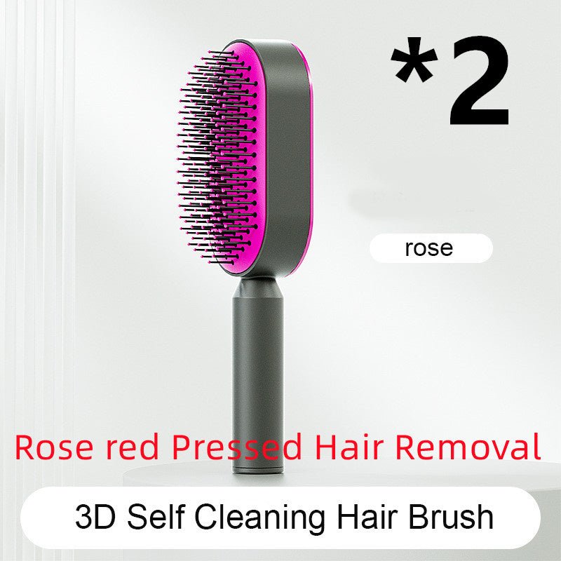 Self Cleaning Hair Brush For Women One-key Cleaning Hair Loss Airbag Massage Scalp Comb Anti-Static Hairbrush $23.75 Dana Fashion Color: Set E Beauty Tools Overview: 1. 3D Air Cushion Design: This brush has an oval base and a soft cushion base, wide comb