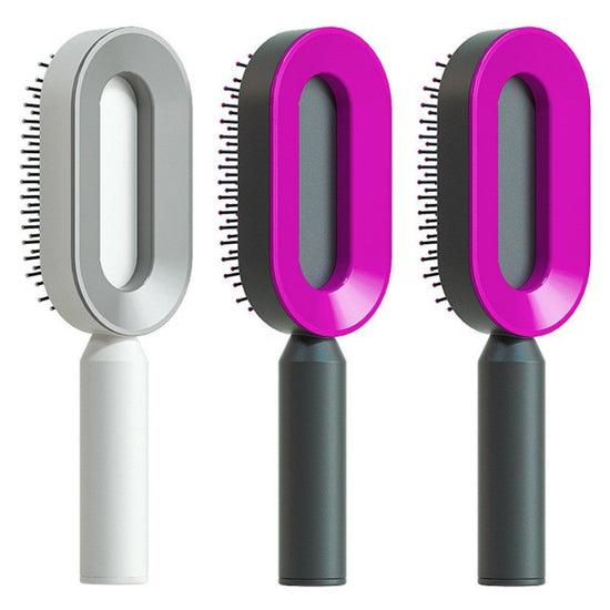 Self Cleaning Hair Brush For Women One-key Cleaning Hair Loss Airbag Massage Scalp Comb Anti-Static Hairbrush $26.16 Dana Fashion Color: Set X Beauty Tools Overview: 1. 3D Air Cushion Design: This brush has an oval base and a soft cushion base, wide comb