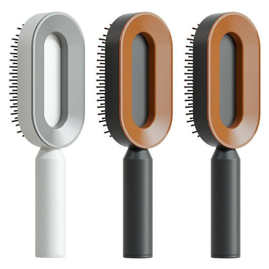 Self Cleaning Hair Brush For Women One-key Cleaning Hair Loss Airbag Massage Scalp Comb Anti-Static Hairbrush $26.16 Dana Fashion Color: Set T Beauty Tools Overview: 1. 3D Air Cushion Design: This brush has an oval base and a soft cushion base, wide comb