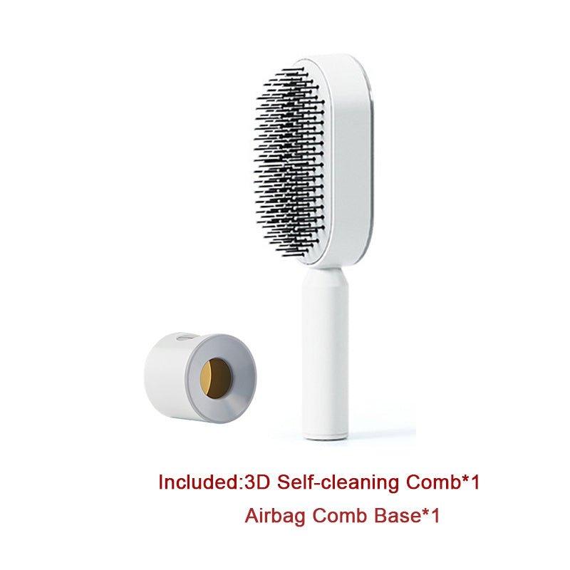 Self Cleaning Hair Brush For Women One-key Cleaning Hair Loss Airbag Massage Scalp Comb Anti-Static Hairbrush $40.42 Dana Fashion Color: Set B Beauty Tools Overview: 1. 3D Air Cushion Design: This brush has an oval base and a soft cushion base, wide comb