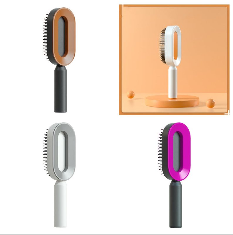 Self Cleaning Hair Brush For Women One-key Cleaning Hair Loss Airbag Massage Scalp Comb Anti-Static Hairbrush $39.94 Dana Fashion Color: Set Beauty Tools Overview: 1. 3D Air Cushion Design: This brush has an oval base and a soft cushion base, wide comb te