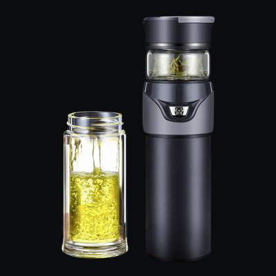Separating tea cup $86.80 Dana Fashion Color: Glass cup gray Dana's Kitchen Material; inside and outside 304 Insulation performance; 6-12 hours Style; light luxury Style; straight cup Capacity: 101m1-500ml Instructions: 1. Clean the cup with a neutral det