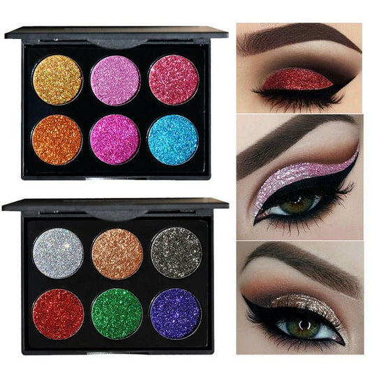 Sequin eye shadow tray $27.69 Dana Fashion Color: A makeup Type: Eye Shadow Palette Product size: length 10 cm, width 7.8 cm, height 0.9 cm Color: 6 colors Suitable for the crowd: 6 color palettes, suitable for parties, makeup studios, stage makeup, to me