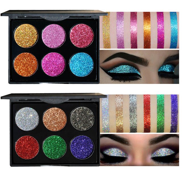 Sequin eye shadow tray $27.69 Dana Fashion Color: A makeup Type: Eye Shadow Palette Product size: length 10 cm, width 7.8 cm, height 0.9 cm Color: 6 colors Suitable for the crowd: 6 color palettes, suitable for parties, makeup studios, stage makeup, to me