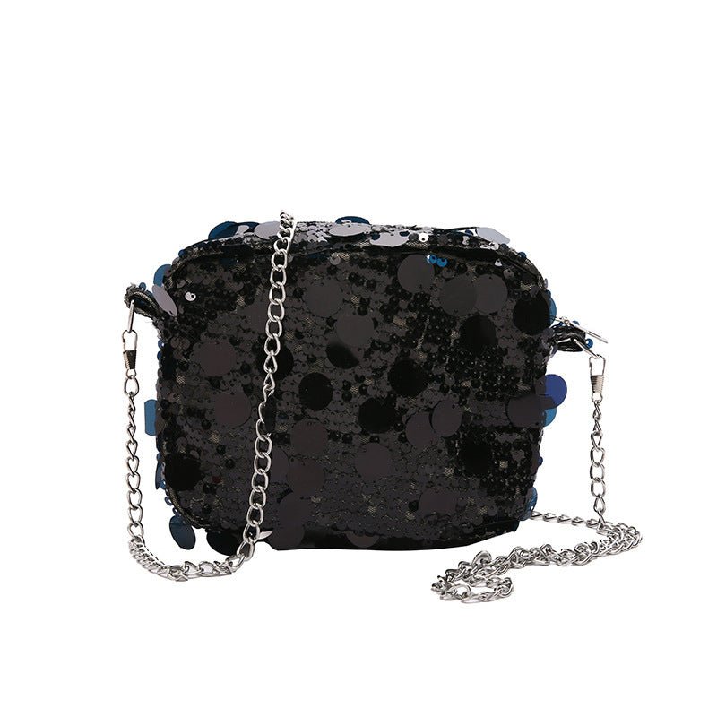 Sequin Women Large Capacity Chain One-shoulder Crossbody Bag $20.72 Dana Fashion Color: Black Women's Bags Product information: Lining texture: Polyester Color: silver, black, purple Hardness: medium and soft Material: Nylon Suitcase shape: Horizontal Squ