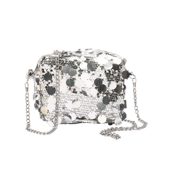 Sequin Women Large Capacity Chain One-shoulder Crossbody Bag $20.72 Dana Fashion Color: Black Women's Bags Product information: Lining texture: Polyester Color: silver, black, purple Hardness: medium and soft Material: Nylon Suitcase shape: Horizontal Squ