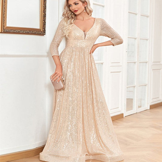 Sequined Fall V - neck High Waist Party Formal DressDana FashionDana FashionSequined Fall V - neck High Waist Party Formal Dress
