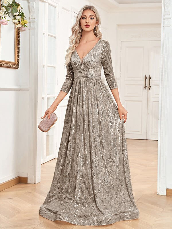 Sequined Fall V-neck High Waist Party Formal Dress $159.50 Dana Fashion Color: Black size: L Women's clothing Product information: Color: black, wine red, pink, rose red, royal blue, emerald, dark gray, dark green, dark blue, Champagne Main fabric composi