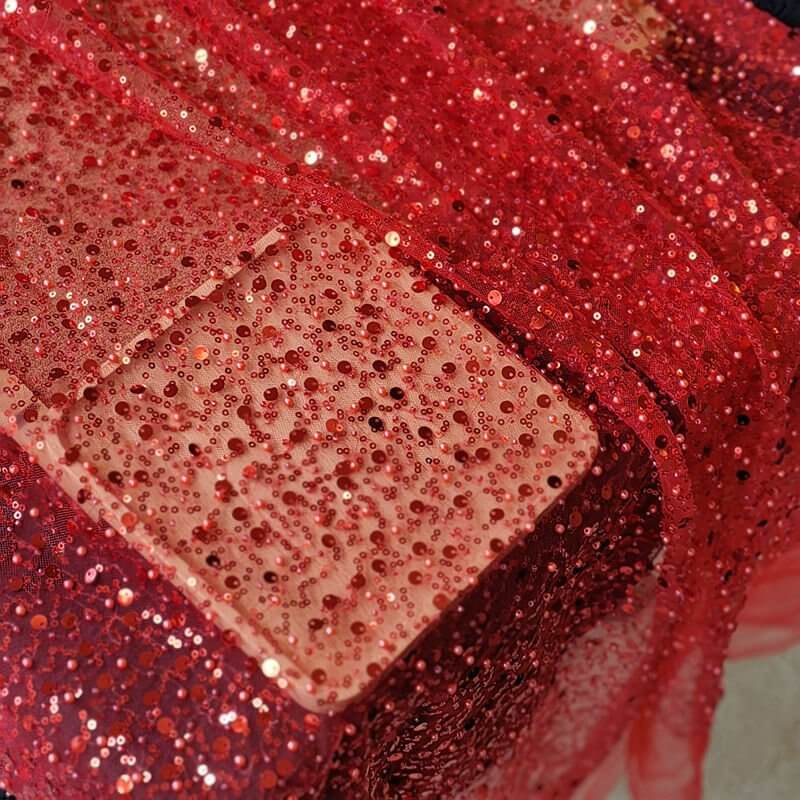 Sequined Pearl Embroidery Lace Asymmetric Single Sleeve Dress $690.36 Dana Fashion Color: Red size: Free Size Women's clothing Product information: Color: gold, black, lavender purple, pink, light green, white, dark blue, light blue, wine red, red, light