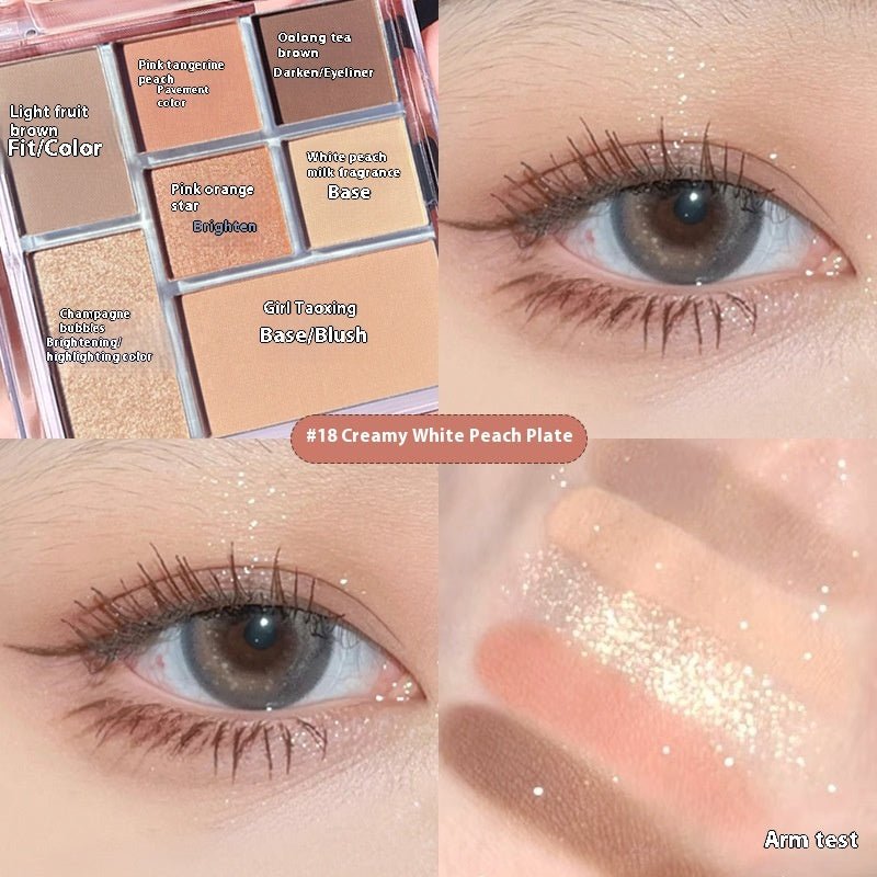 Seven Colors Eye Shadow Plate Earth Colors Shimmer Matte Makeup $19.50 Dana Fashion Color Classification: 18 Cream White Peach Plate makeup Product information: Color: purple, brown, caramel Specification: Standard specifications Applicable skin type: Uni