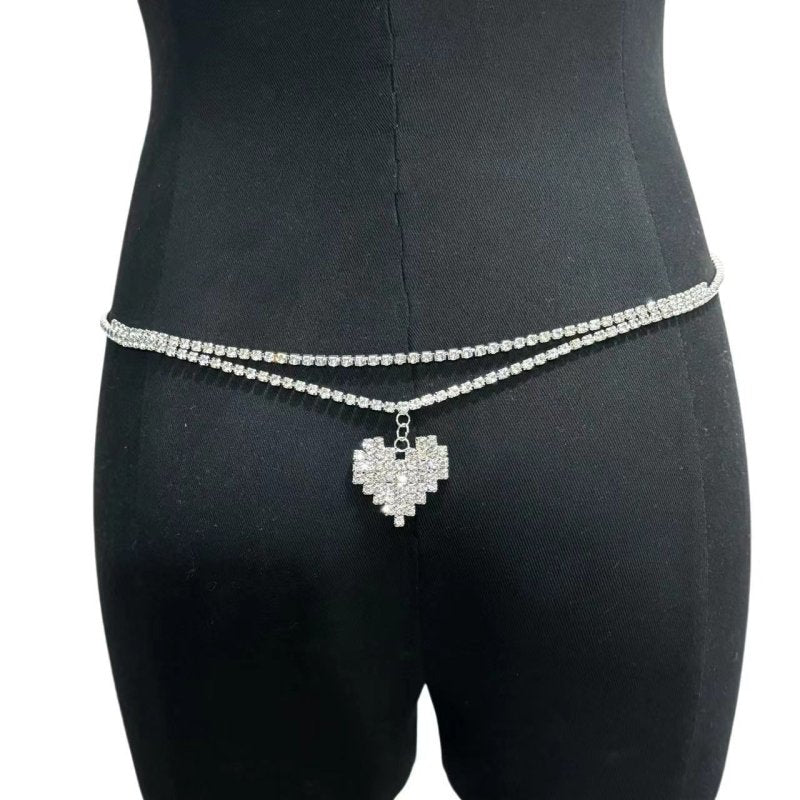 Sexy And Personalized Double Layers Loving Heart Pendant Waist Chain $15.14 Dana Fashion Color: Silver Women's Accessories Product information: Color: silver, gold Applicable Gender: Female Material: Rhinestone Popular elements: chain Style: Simple Packin