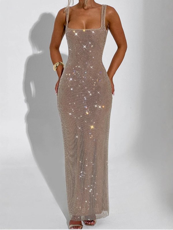 Sexy Double-shoulder Strap Sequins Net Drill Suspenders Dress $93.60 Dana Fashion Color: Black Size: L Women's clothing Product information: Skirt-type: hip skirt Color: black, red, gold, silver Size: S,M,L,XL Style type: private clothing socialite Style: