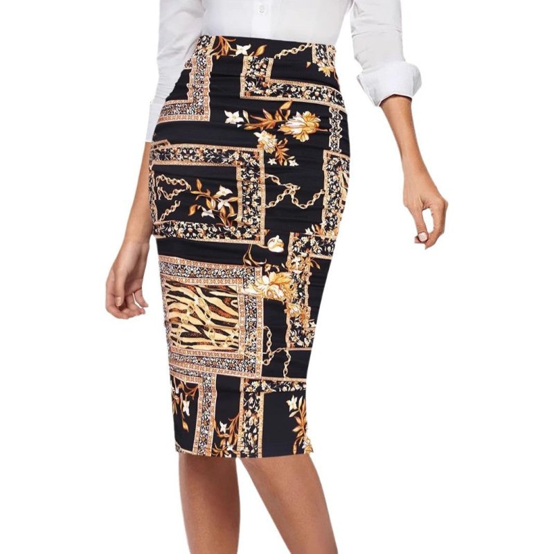 Sexy Leopard Print Style High Waist Sheath Skirt $25.99 Dana Fashion Color: Black And White Geometry Size: L Women's clothing Product information: Pattern: geometric pattern Fabric name: milk Silk Skirt type: hip skirt Color: yellow leopard print, black a