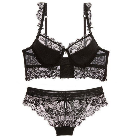 Sexy Mousse Women Sexy Bra Set Ultra-thin Red Black Lace Bras Underwear Push up Bra and underwear $48.50 Dana Fashion Color: Black Size: 70A Women's clothing
