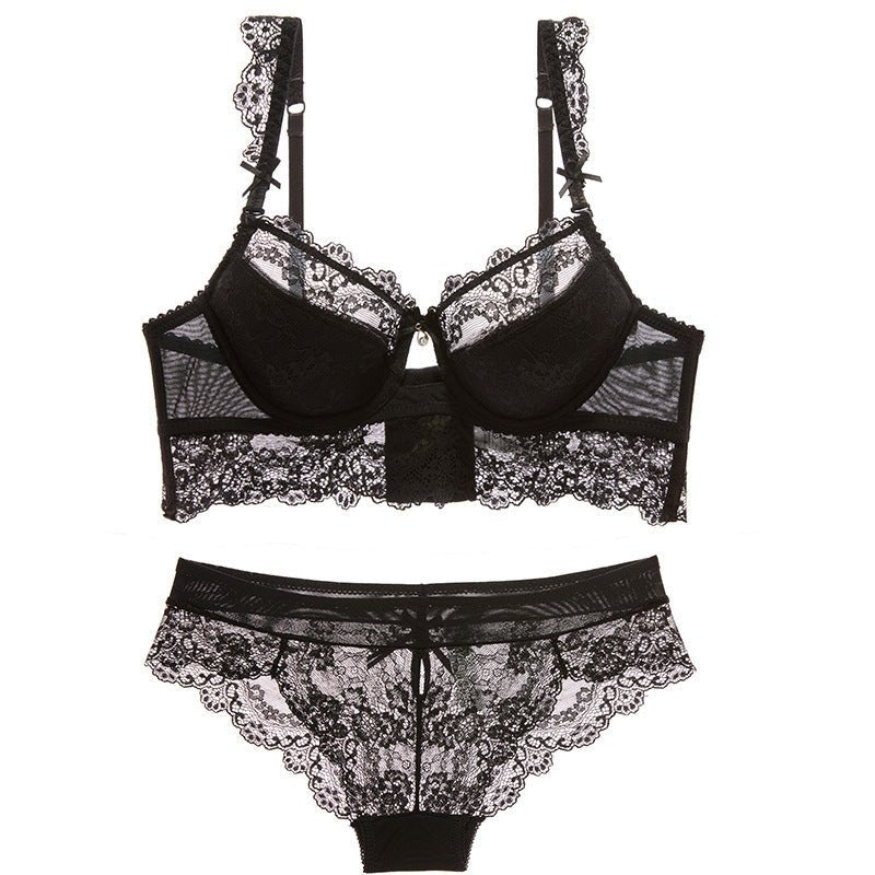 Sexy Mousse Women Sexy Bra Set Ultra-thin Red Black Lace Bras Underwear Push up Bra and underwear $48.50 Dana Fashion Color: Black Size: 70A Women's clothing
