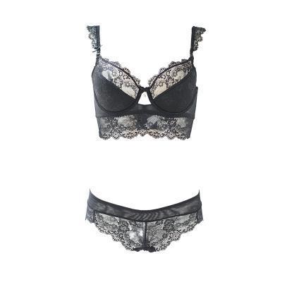 Sexy Mousse Women Sexy Bra Set Ultra-thin Red Black Lace Bras Underwear Push up Bra and underwear $48.50 Dana Fashion Color: Black Size: 70A Women's clothing