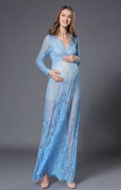 Sexy perspective lace dress, pregnant women's skirts, pregnant women, photographing, maternity, photography and dress $22.45 Dana Fashion Color: Blue Size: 4XL Baby & Mother