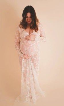 Sexy perspective lace dress, pregnant women's skirts, pregnant women, photographing, maternity, photography and dress $22.45 Dana Fashion Color: Black Size: 4XL Baby & Mother