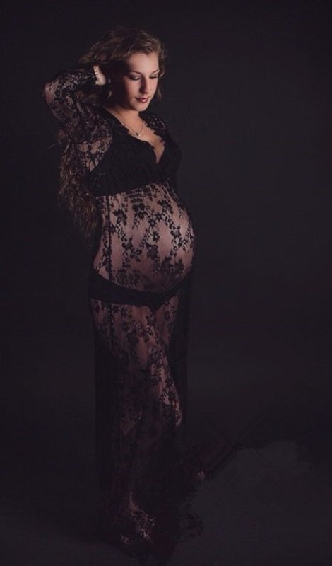 Sexy perspective lace dress, pregnant women's skirts, pregnant women, photographing, maternity, photography and dress $22.45 Dana Fashion Color: Black Size: 4XL Baby & Mother