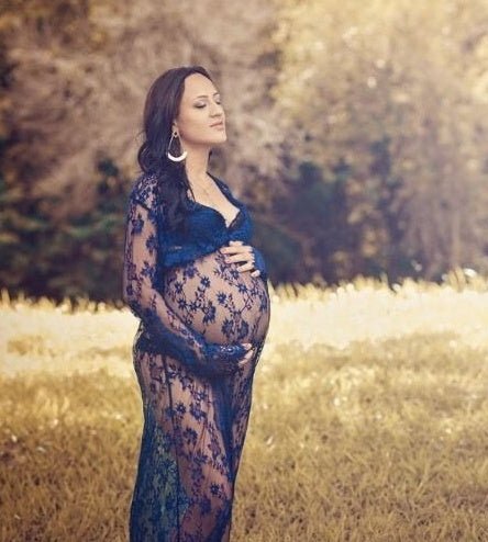 Sexy perspective lace dress, pregnant women's skirts, pregnant women, photographing, maternity, photography and dress $22.45 Dana Fashion Color: Navy Size: 4XL Baby & Mother