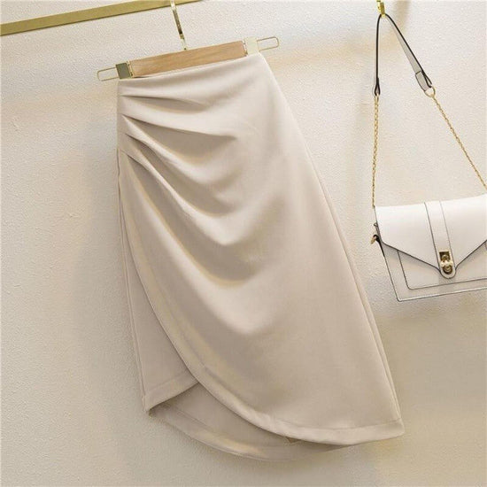 Sexy Pleated High Waist Look Taller Slimming Sheath Skirt $33.50 Dana Fashion Color: Apricot Size: 2XL Women's clothing Product information: Skirt type: hip skirt Color: white, black, khaki, apricot Main fabric composition: Polyester (polyester fiber) Siz