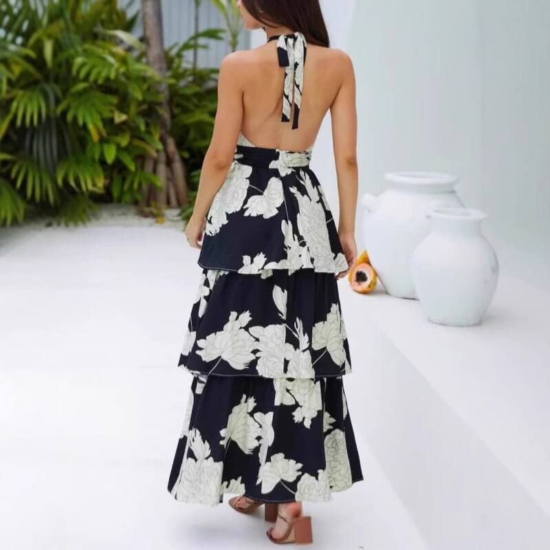 Sexy Print Cake Dress Lace-up Long Dress $59.00 Dana Fashion Color: Color Size: L Women's clothing Product information: Pattern: plants and flowers Skirt type: cake dress Color: Color Waist type: high waist Size: S,M,L,XL,XXL Combination form: Single piec