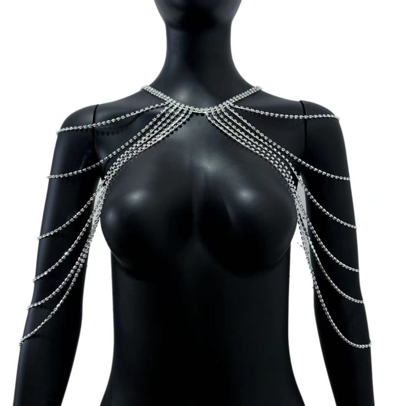 Sexy Tassel Multi-layer Rhinestone Shoulder Chain Body Chain $29.99 Dana Fashion Color: Silver Women's Accessories Product information: Treatment Process: Electroplating Type: body chains Color: silver, gold Inlaid material: Rhinestone Material: Rhineston