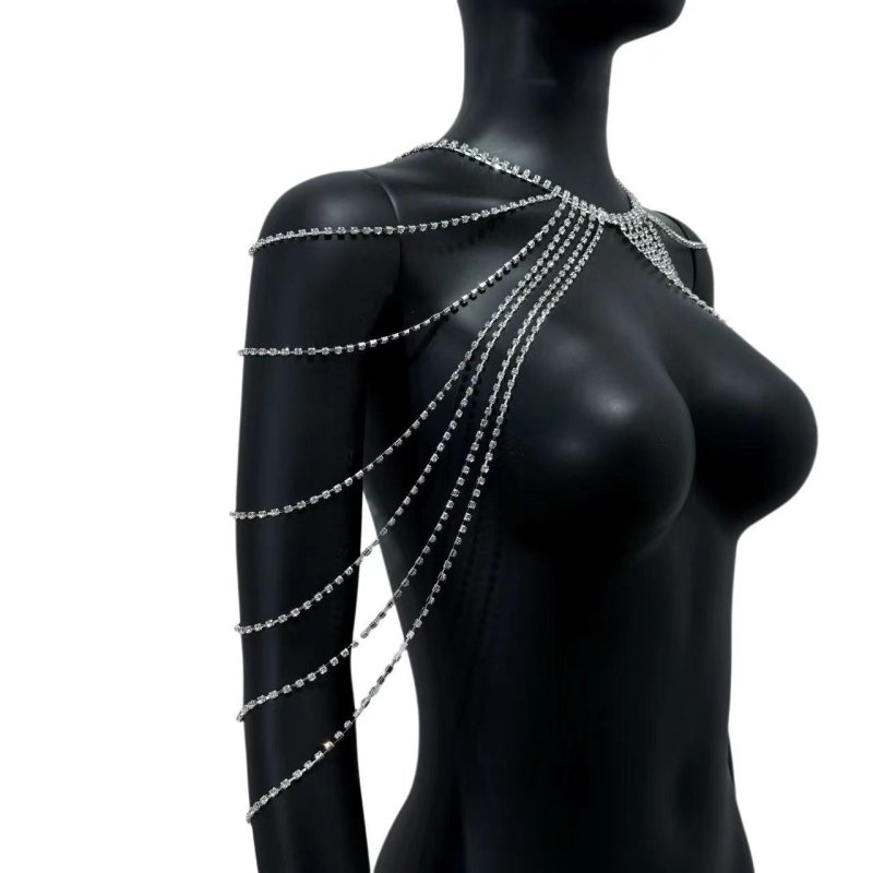 Sexy Tassel Multi-layer Rhinestone Shoulder Chain Body Chain $29.99 Dana Fashion Color: Gold Women's Accessories Product information: Treatment Process: Electroplating Type: body chains Color: silver, gold Inlaid material: Rhinestone Material: Rhinestone