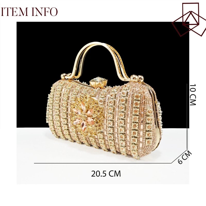 Sexy Women's Shoes And Bags Suit Drill Buckle Flower Decorative Ankle Drill Chain With Hard Clutch $169.90 Dana Fashion Color: Black Size: 38 Women's shoes Product information: Pattern: Flowers Toe bracket shape: Tip Color: Black, champagne, rose, gold, g