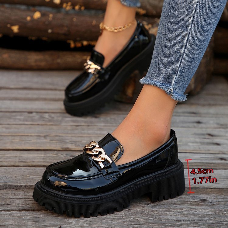 Shallow Mouth Round Head Slip-on Thick Bottom For Outdoors Fashion Shoes $32.96 Dana Fashion Color: Black Size: 35 Women's shoes Product information: Color: Black Upper height: low top Shoe Upper material: artificial PU Size: 35,36,37,38,39,40,41,42 Appli