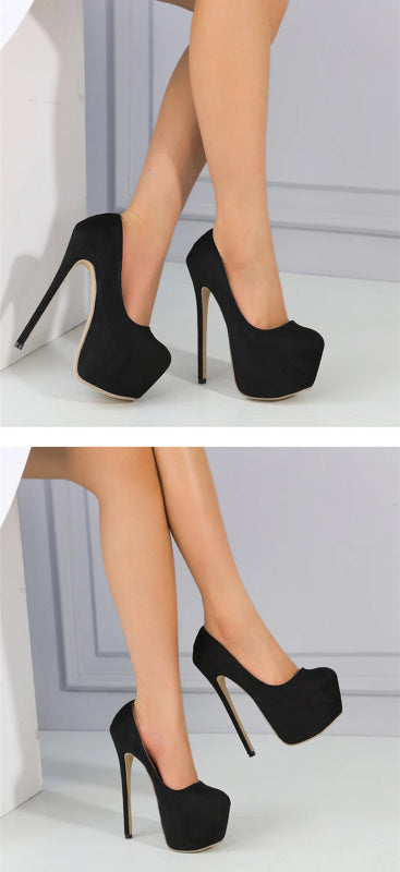 Shallow Slingback High Heels Pole Dance Shoes Ladies Party Dress Stiletto $110.99 Dana Fashion Color: Black Shoe Size: 41 Upper Material: flock Toe Shape: round toe With Platforms: Yes Platform Height: 5-7cm Heel Height: Super High (8cm-up) Heel Type: Thi