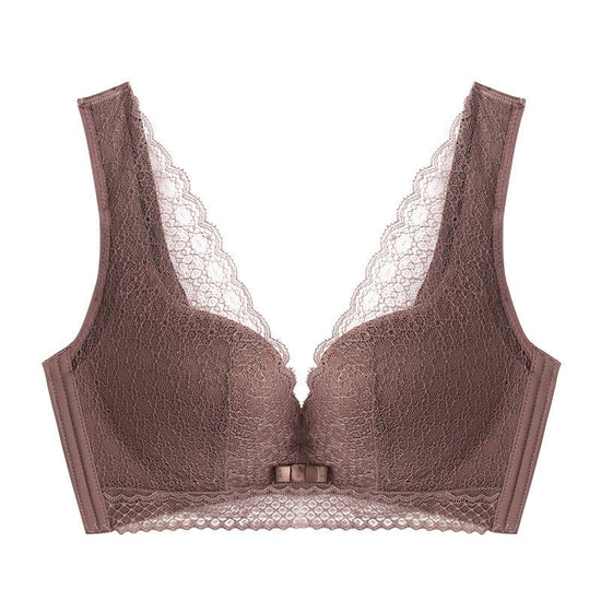 Shea Cotton Second-generation Small-breasted Underwear Women $45.50 Dana Fashion Color: Coffee Size: 32to 70AB through cup Women's clothing Product information: Fabric name: Lace Function: shaping, gathering, no trace, breathable, lifting, body shaping, s