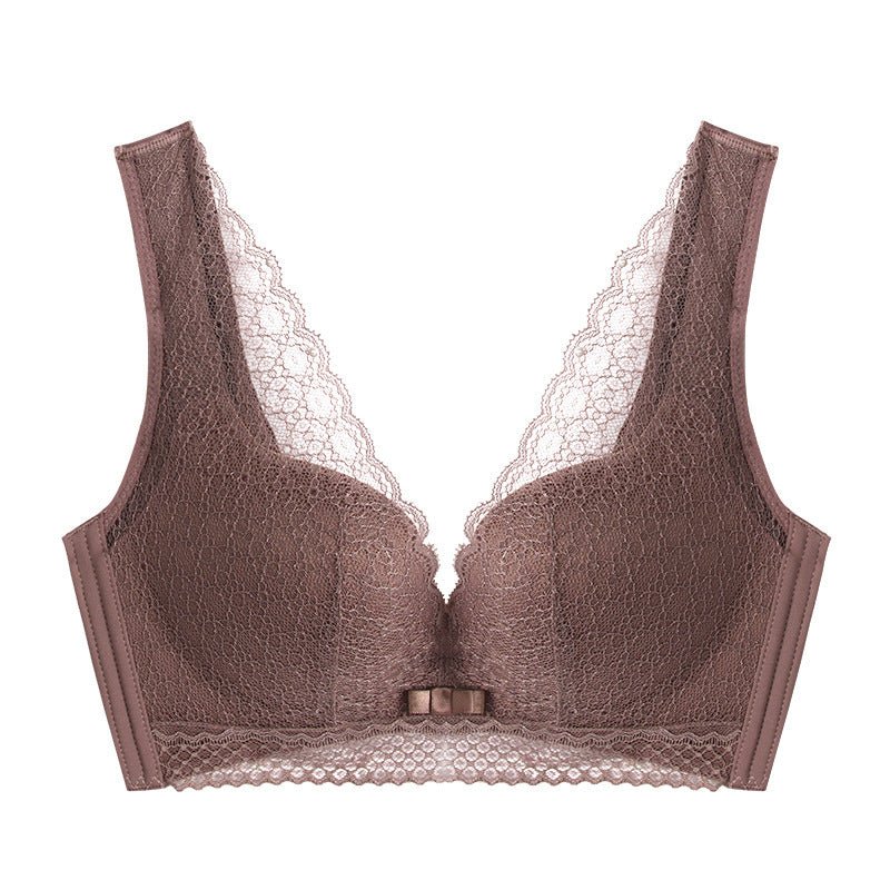 Shea Cotton Second-generation Small-breasted Underwear Women $45.50 Dana Fashion Color: Coffee Size: 32to 70AB through cup Women's clothing Product information: Fabric name: Lace Function: shaping, gathering, no trace, breathable, lifting, body shaping, s
