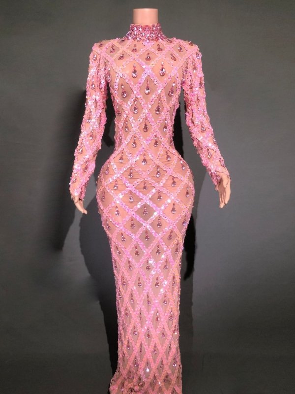 Shiny Rhinestone Women's Evening Party Formal Dress $283.62 Dana Fashion Color: Skin Bottom Vermicelli Size: L Women's clothing Product information: Pattern: solid color Skirt type: One-Step skirt Color: long sleeve black stripes, long sleeve black stripe