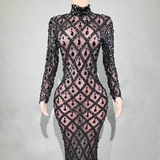 Shiny Rhinestone Women's Evening Party Formal Dress $283.62 Dana Fashion Color: Black And Black Stripes Size: L Women's clothing Product information: Pattern: solid color Skirt type: One-Step skirt Color: long sleeve black stripes, long sleeve black strip