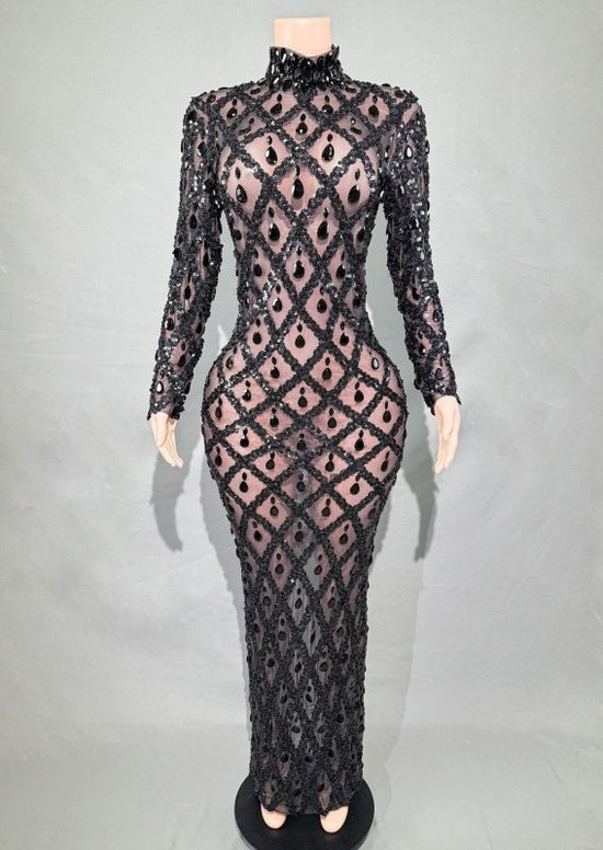 Shiny Rhinestone Women's Evening Party Formal Dress $283.62 Dana Fashion Color: Black And Black Stripes Size: L Women's clothing Product information: Pattern: solid color Skirt type: One-Step skirt Color: long sleeve black stripes, long sleeve black strip