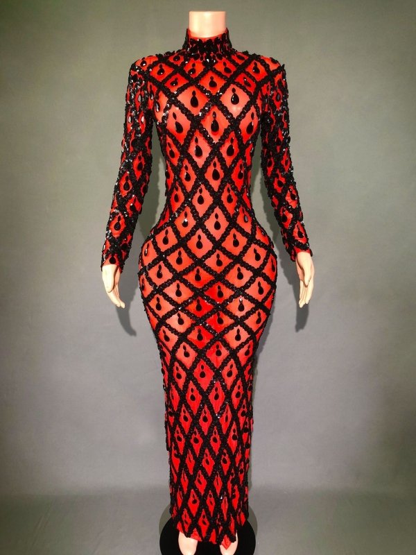 Shiny Rhinestone Women's Evening Party Formal Dress $283.62 Dana Fashion Color: Red And Black Strips Size: L Women's clothing Product information: Pattern: solid color Skirt type: One-Step skirt Color: long sleeve black stripes, long sleeve black stripes,