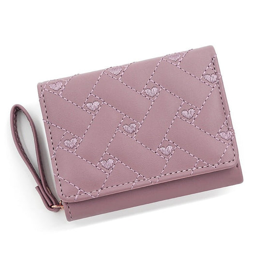 Short And Simple Embroidered Love Heart Multi Card Slots Wallet $21.69 Dana Fashion Color: Purple Women's Bags Product information: Pattern: love Lining texture: Polyester Applicable scenario: Daily matching Color: T441-1 Black, T441-1 pink, T441-1 red, T
