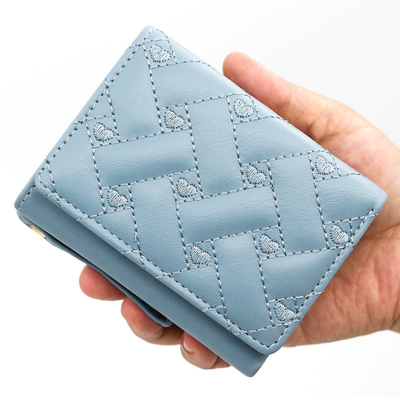 Short And Simple Embroidered Love Heart Multi Card Slots Wallet $21.69 Dana Fashion Color: Black Women's Bags Product information: Pattern: love Lining texture: Polyester Applicable scenario: Daily matching Color: T441-1 Black, T441-1 pink, T441-1 red, T4