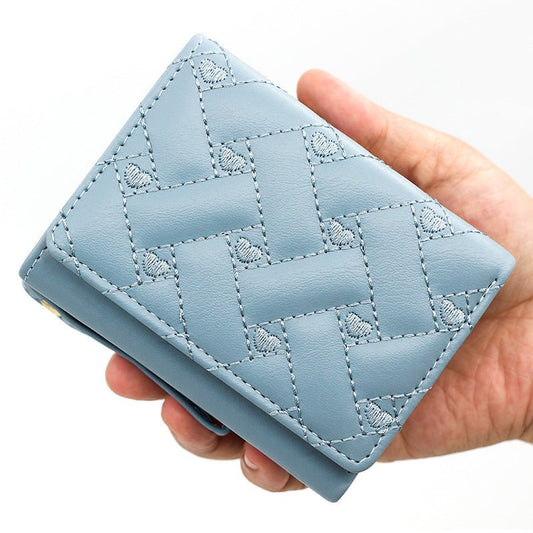 Short And Simple Embroidered Love Heart Multi Card Slots Wallet $21.69 Dana Fashion Color: Black Women's Bags Product information: Pattern: love Lining texture: Polyester Applicable scenario: Daily matching Color: T441-1 Black, T441-1 pink, T441-1 red, T4