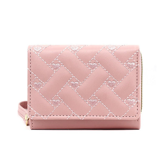 Short And Simple Embroidered Love Heart Multi Card Slots Wallet $21.69 Dana Fashion Color: Black Women's Bags Product information: Pattern: love Lining texture: Polyester Applicable scenario: Daily matching Color: T441-1 Black, T441-1 pink, T441-1 red, T4