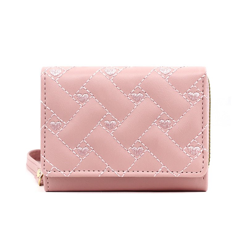 Short And Simple Embroidered Love Heart Multi Card Slots Wallet $21.69 Dana Fashion Color: Black Women's Bags Product information: Pattern: love Lining texture: Polyester Applicable scenario: Daily matching Color: T441-1 Black, T441-1 pink, T441-1 red, T4