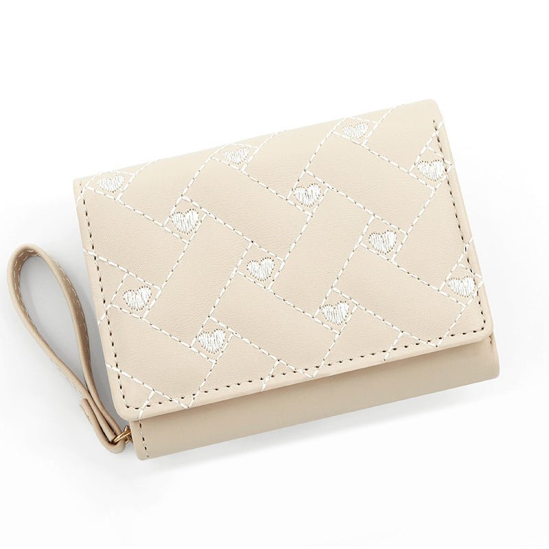 Short And Simple Embroidered Love Heart Multi Card Slots Wallet $21.69 Dana Fashion Color: White Women's Bags Product information: Pattern: love Lining texture: Polyester Applicable scenario: Daily matching Color: T441-1 Black, T441-1 pink, T441-1 red, T4