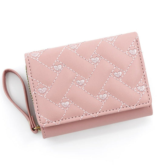 Short And Simple Embroidered Love Heart Multi Card Slots Wallet $21.69 Dana Fashion Color: Pink Women's Bags Product information: Pattern: love Lining texture: Polyester Applicable scenario: Daily matching Color: T441-1 Black, T441-1 pink, T441-1 red, T44