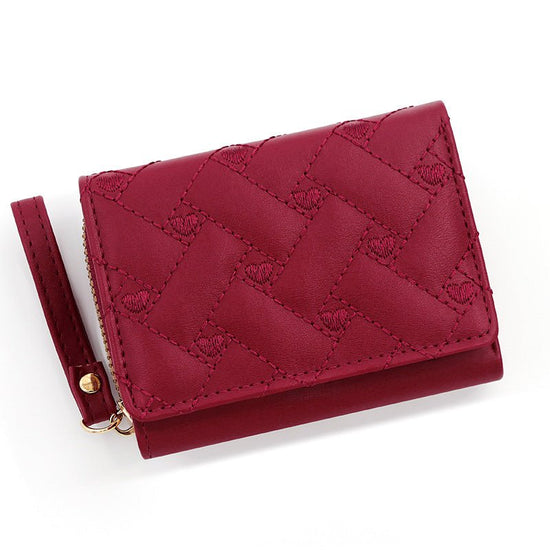 Short And Simple Embroidered Love Heart Multi Card Slots Wallet $21.69 Dana Fashion Color: Red Women's Bags Product information: Pattern: love Lining texture: Polyester Applicable scenario: Daily matching Color: T441-1 Black, T441-1 pink, T441-1 red, T441