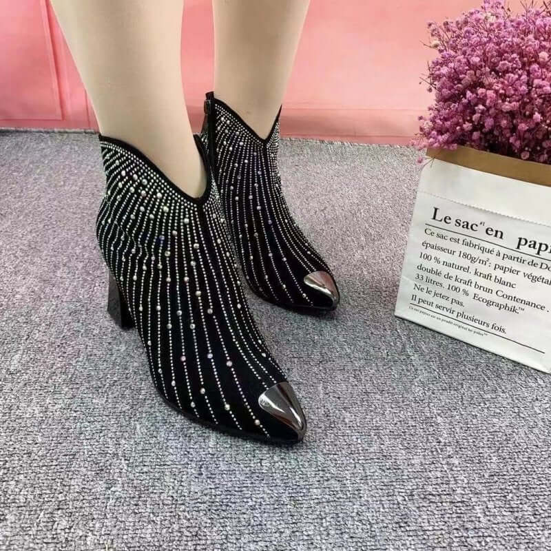Short Boots Autumn And Winter New Plus Velvet Pointed $41.50 Dana Fashion Color: Black Size: 35 Women's shoes Product information: Pattern: solid color Lining material: artificial plush Color: Black Heel height: flat heel Socks length: Middle calf Heel sh
