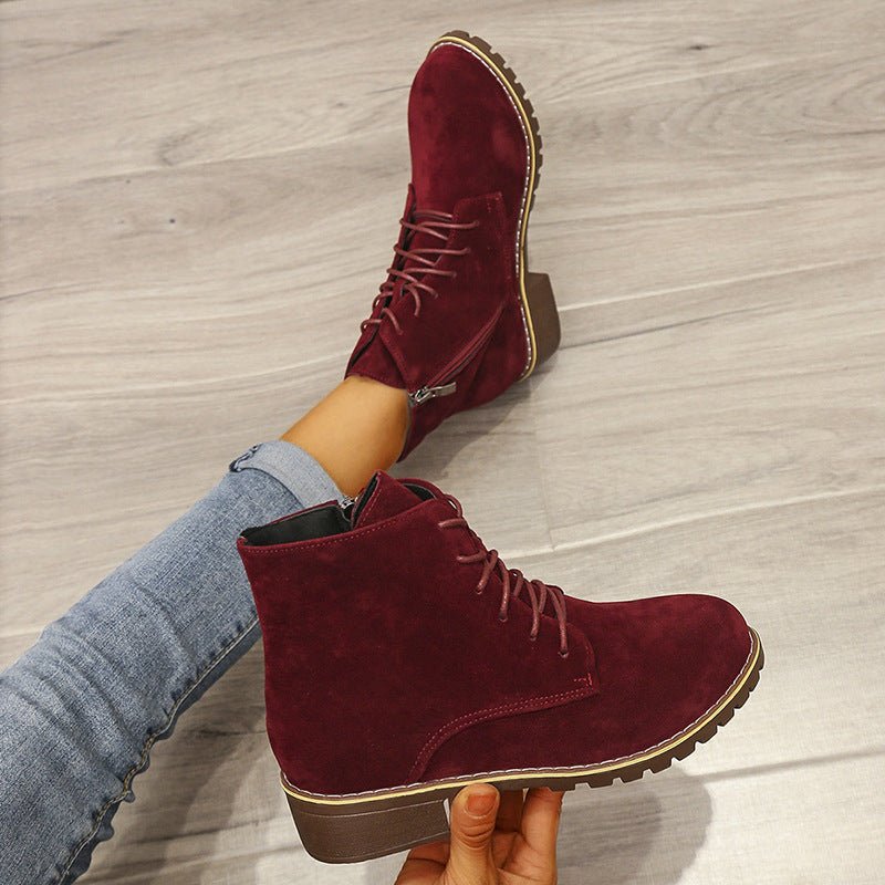 Short Boots Women Round Toe Martin Boots Women $31.79 Dana Fashion Color: Black Size: 35 Women's shoes Product Information: Product category: Martin boots Upper material: suede Sole Material: Rubber Style: British Toe shape: round toe Heel shape: thick he