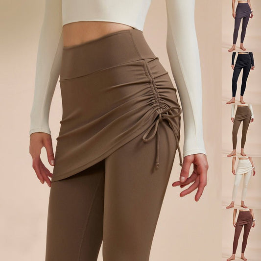 Short Skirt Design Yoga Pants Fake Two-piece Anti-exposure Butt-covering Seamless High-waisted Leggings For Dance Sports Fitness Pants $94.50 Dana Fashion Color: Black Size: L Women's clothing Product information: Material:79% nylon + 21% spandex Style:Fa