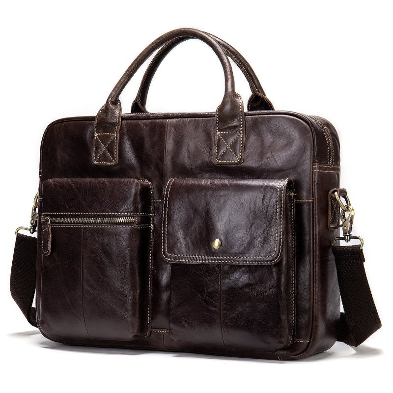 Shoulder Bag Men Handbags Totes For Laptop $120.00 Dana Fashion Color: Oil coffee Women's Bags Product information: Material: Leather Cortex features: first layer cowhide Bag shape: horizontal square type Bag size: large Opening method: zipper Strap root