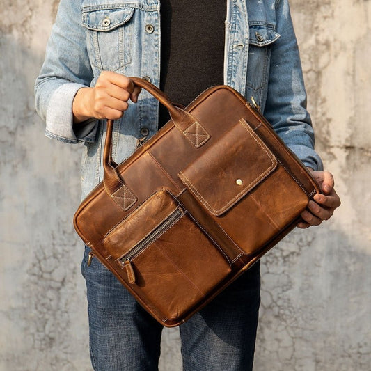 Shoulder Bag Men Handbags Totes For Laptop $120.00 Dana Fashion Color: 8503red brown Women's Bags Product information: Material: Leather Cortex features: first layer cowhide Bag shape: horizontal square type Bag size: large Opening method: zipper Strap ro